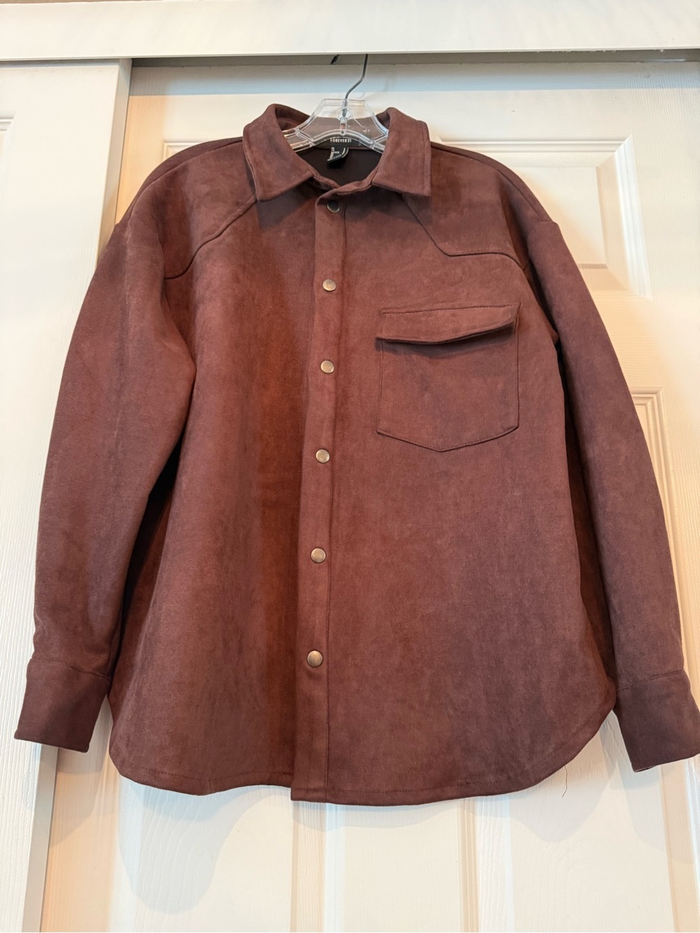 Forever 21 Brown Suede Button-Up Shacket